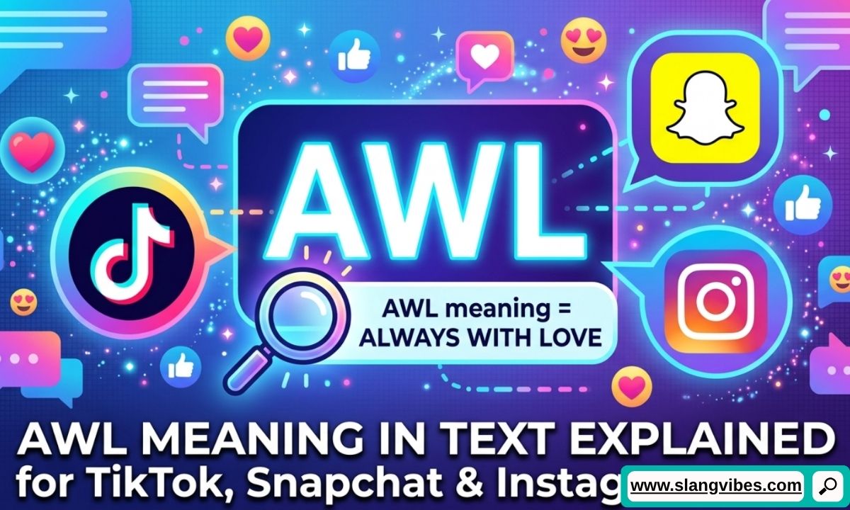 AWL meaning in text explained for TikTok Snapchat and Instagram users with social media chat examples