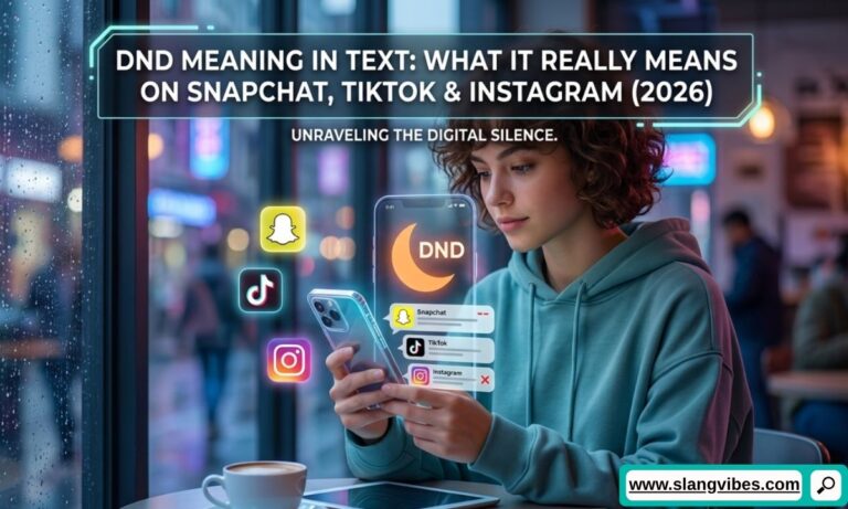 DND Meaning in Text on Snapchat, TikTok, and Instagram with Do Not Disturb status shown on a smartphone screen