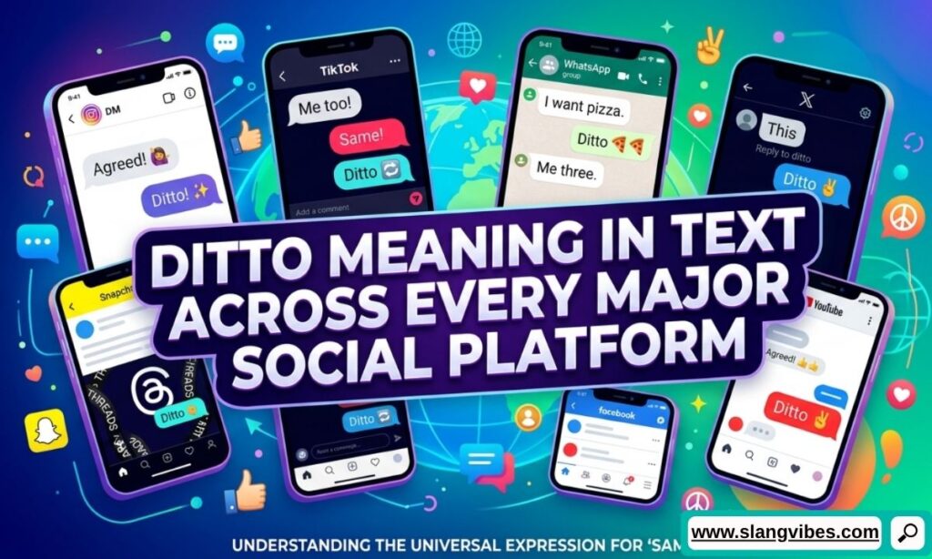 Ditto meaning in text across TikTok, Instagram, Snapchat, Facebook, and social media messaging apps