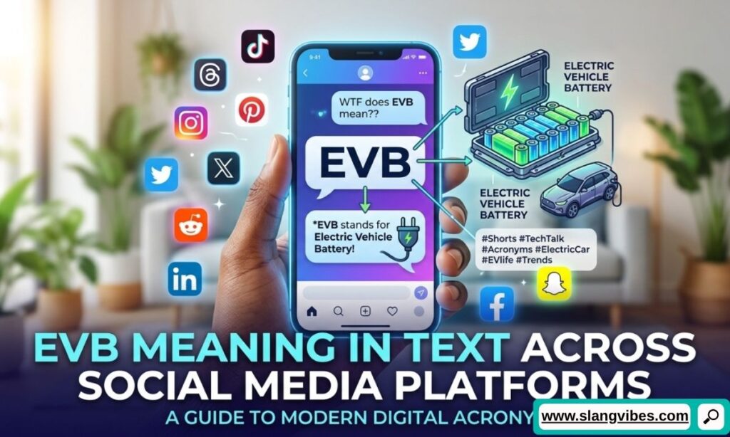 EVB meaning in text explained across social media platforms with examples from chats, comments, and messages