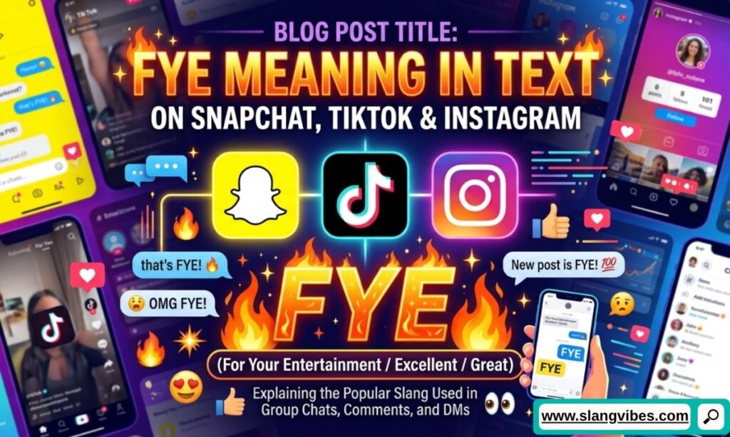 FYE Meaning in Text on Snapchat, TikTok, and Instagram shown in social media chats and messaging app screens