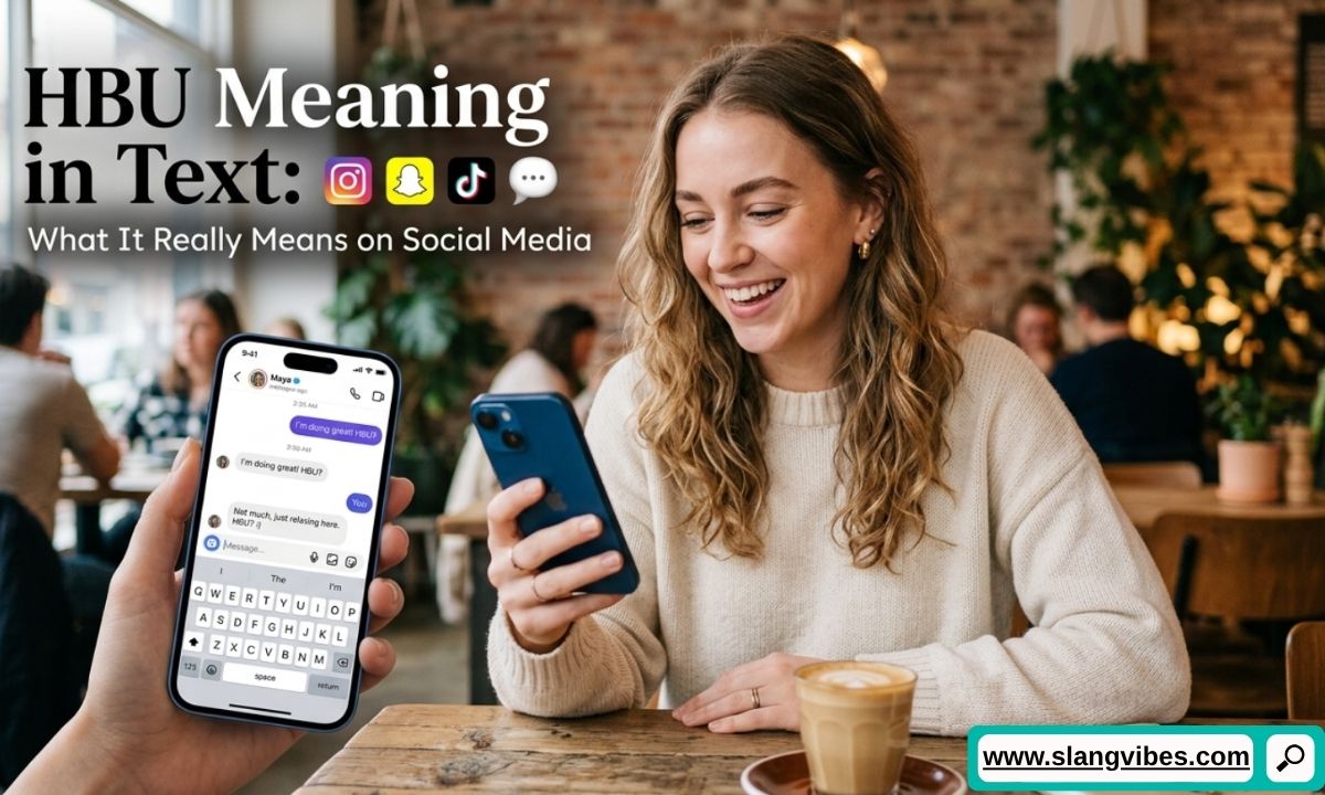 HBU Meaning in Text explained through social media chat messages on Snapchat, Instagram, and TikTok