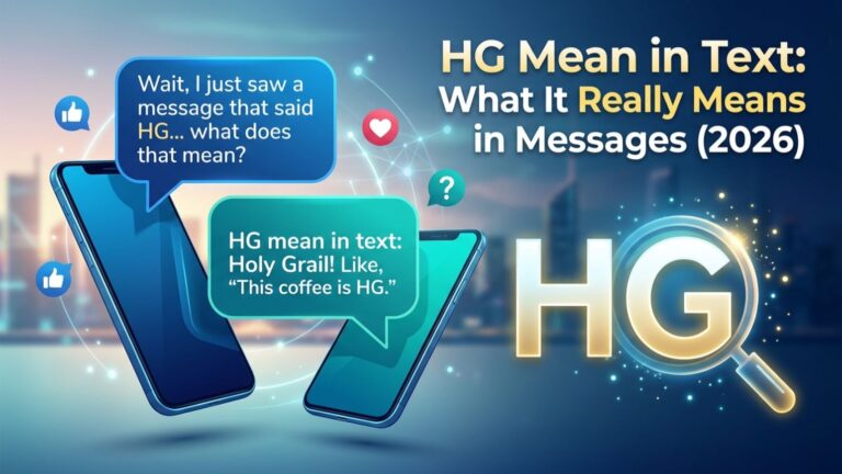 HG mean in text messaging explained — chat bubble graphic showing slang definitions for 2026 digital communication
