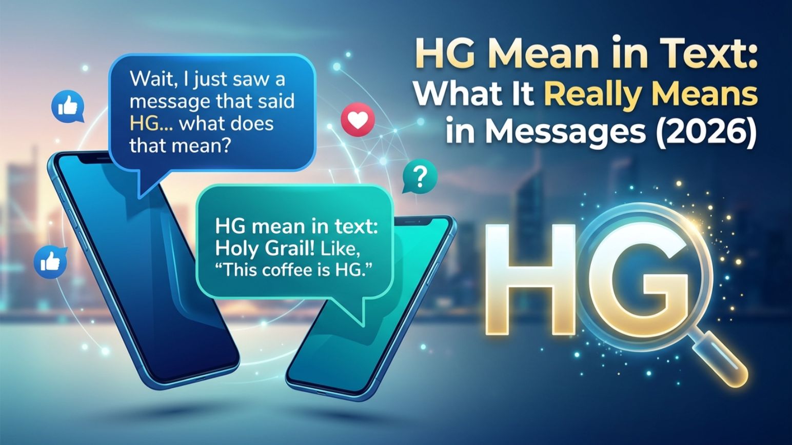 HG mean in text messaging explained — chat bubble graphic showing slang definitions for 2026 digital communication