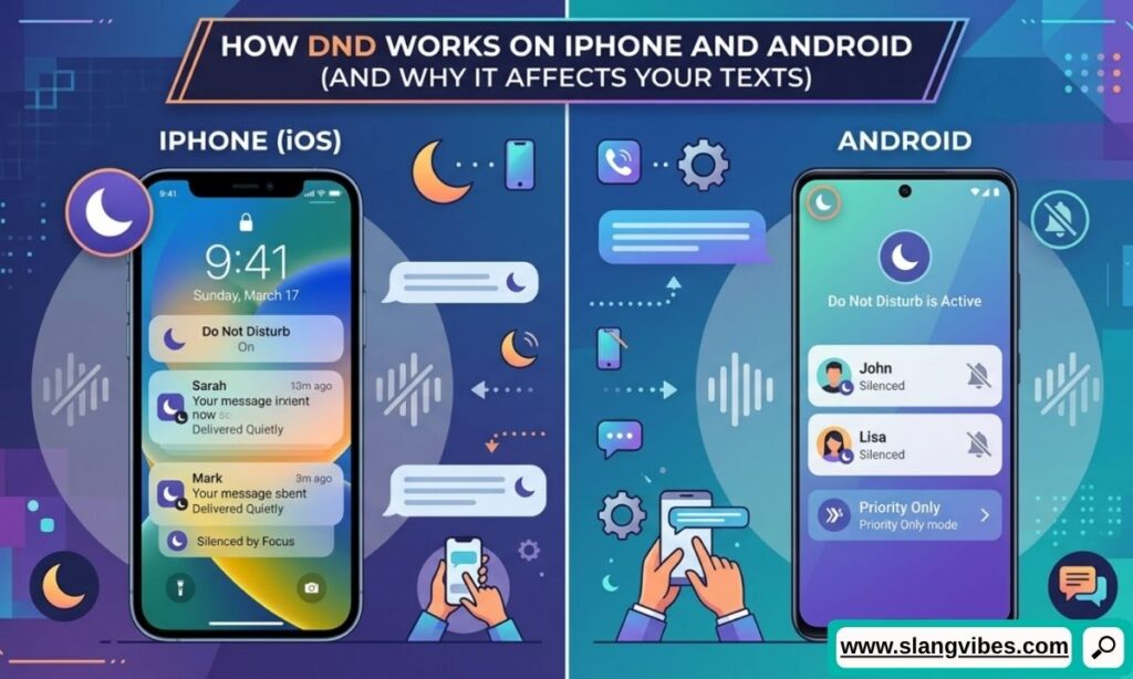 How DND works on iPhone and Android with Do Not Disturb settings affecting text message notifications