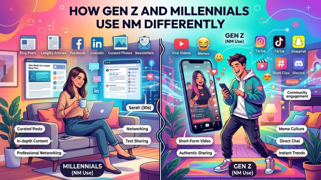 How Gen Z and Millennials use NM differently in text messages and social media conversations