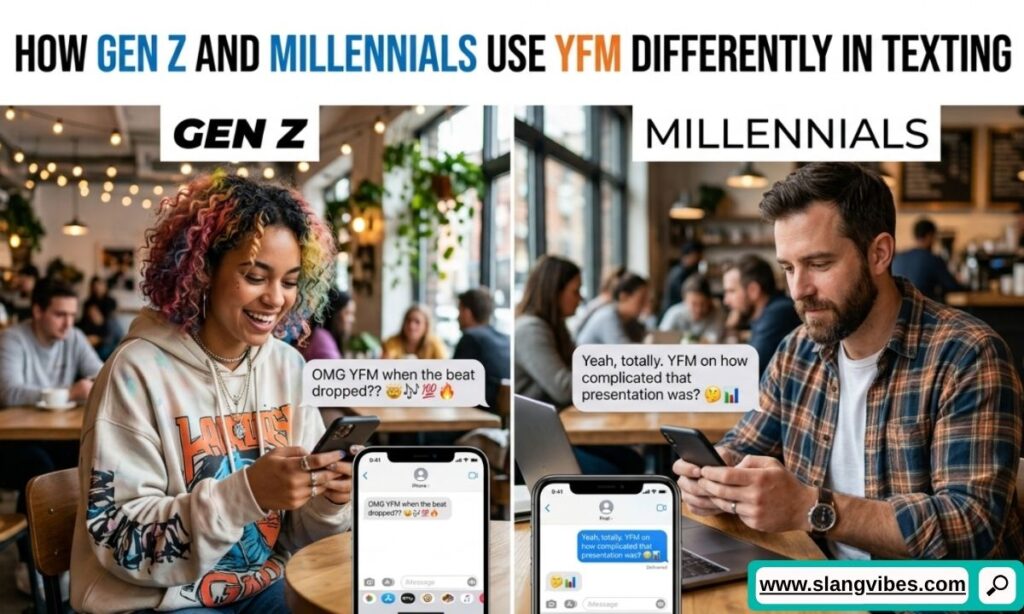 Gen Z and Millennials using YFM in texting conversations across social media and messaging apps