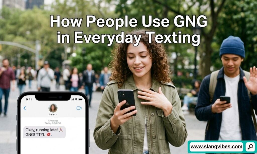 How people use GNG in everyday texting shown through chat messages, social media slang, and online conversation examples