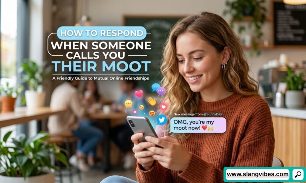 How to respond when someone calls you their moot in text with social media chat illustration