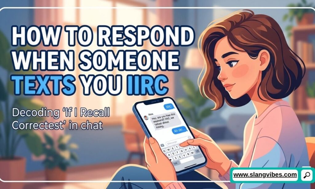 Person responding to IIRC meaning in text on a smartphone showing reply options in a chat thread