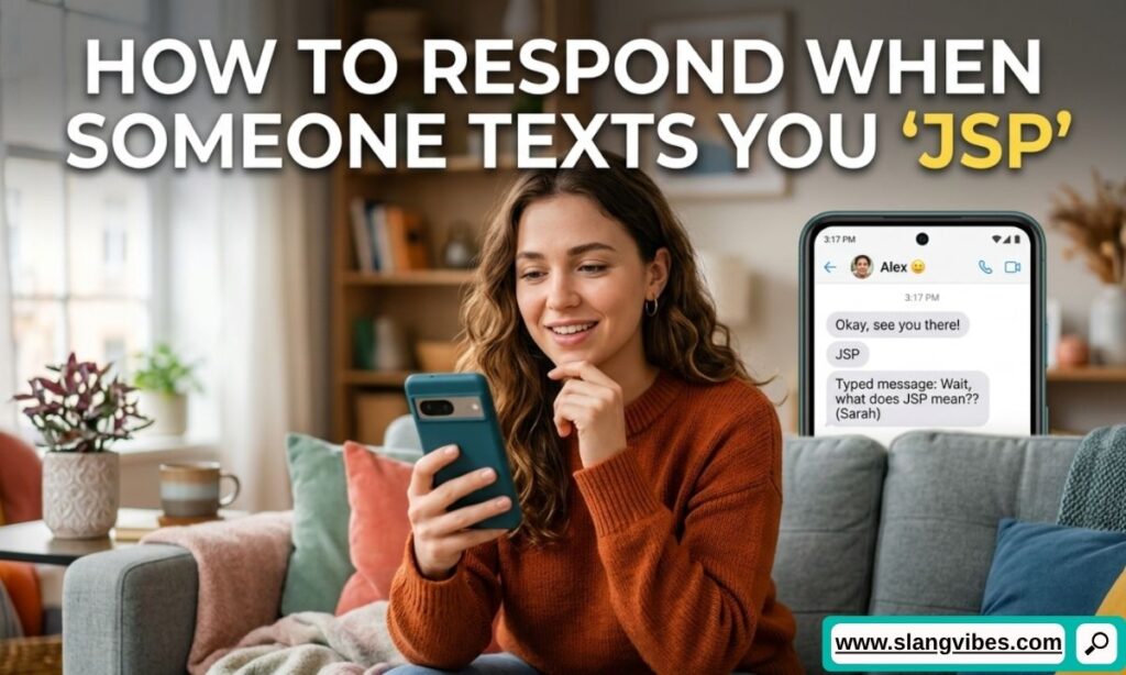 How to respond when someone texts you JSP — sample reply examples shown in a mobile chat conversation screen