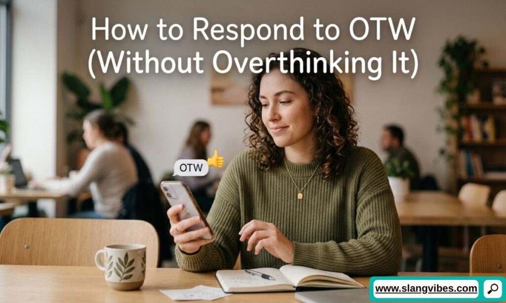 Text message examples showing how to respond to OTW with casual, friendly, and polite replies in chat conversations.