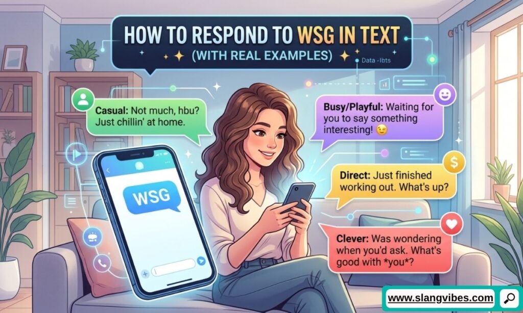 How to respond to WSG in text with real chat examples from Snapchat, TikTok, Instagram, and WhatsApp