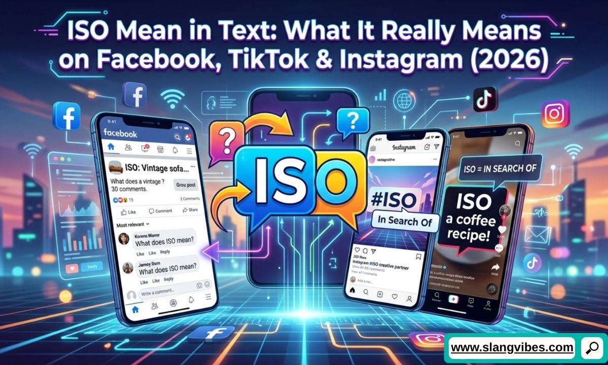 ISO Mean in Text explained with Facebook, TikTok, Instagram, and chat examples for social media slang in 2026.