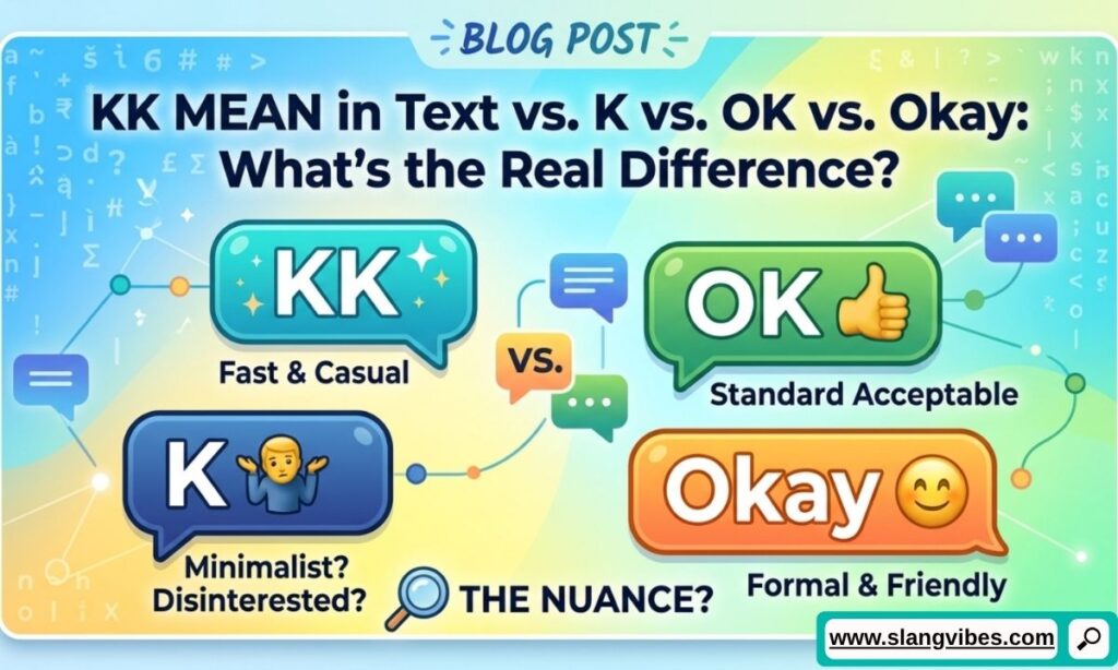 KK vs K vs OK vs Okay text meanings comparison in messaging and social media chats