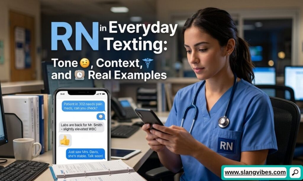 RN meaning in everyday texting with chat bubbles showing real examples, conversation tone, and message context