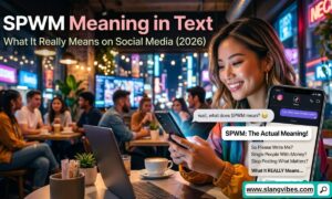 SPWM Meaning in Text explained with social media chat icons and texting acronym examples for Instagram and TikTok