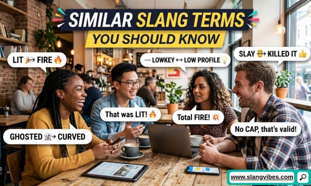 Similar slang terms and texting abbreviations related to POS meaning in text and social media conversations