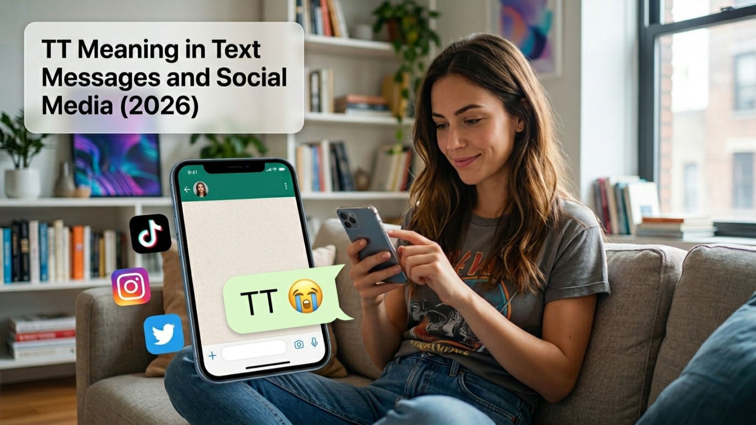 TT meaning in text messages and social media chats explained with smartphone conversation icons