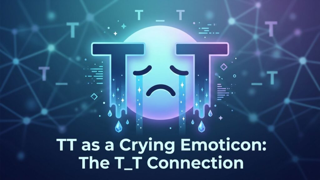 TT as a crying emoticon showing a sad face in text messages and online chats