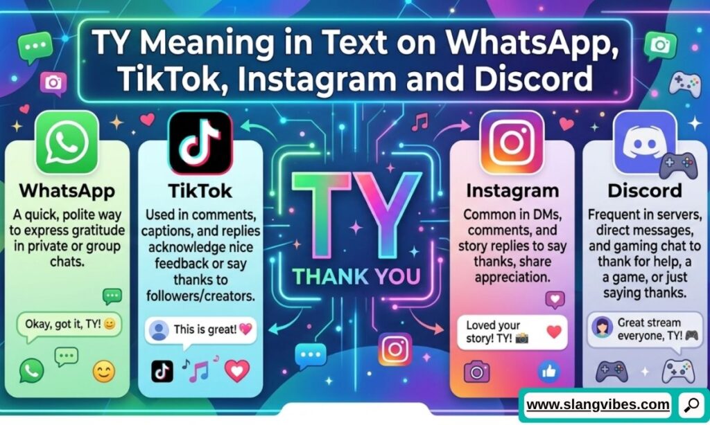 TY meaning in text on WhatsApp, TikTok, Instagram and Discord showing thank you abbreviation in online chats