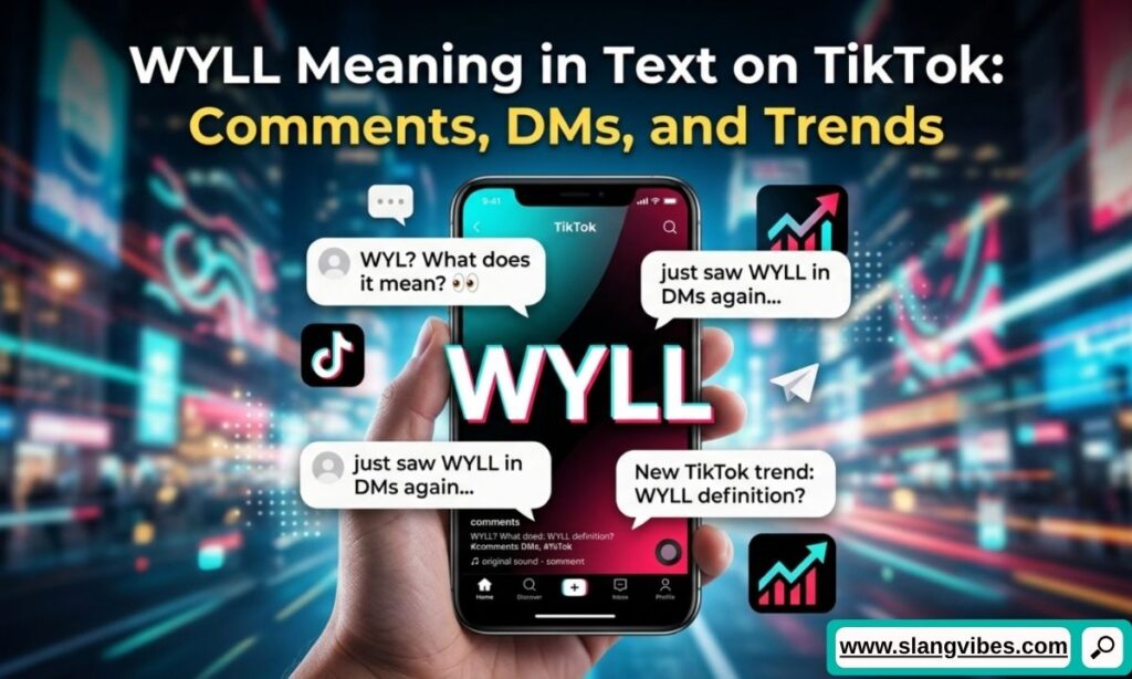 WYLL meaning in text on TikTok comments and DMs displayed in a social media messaging screen