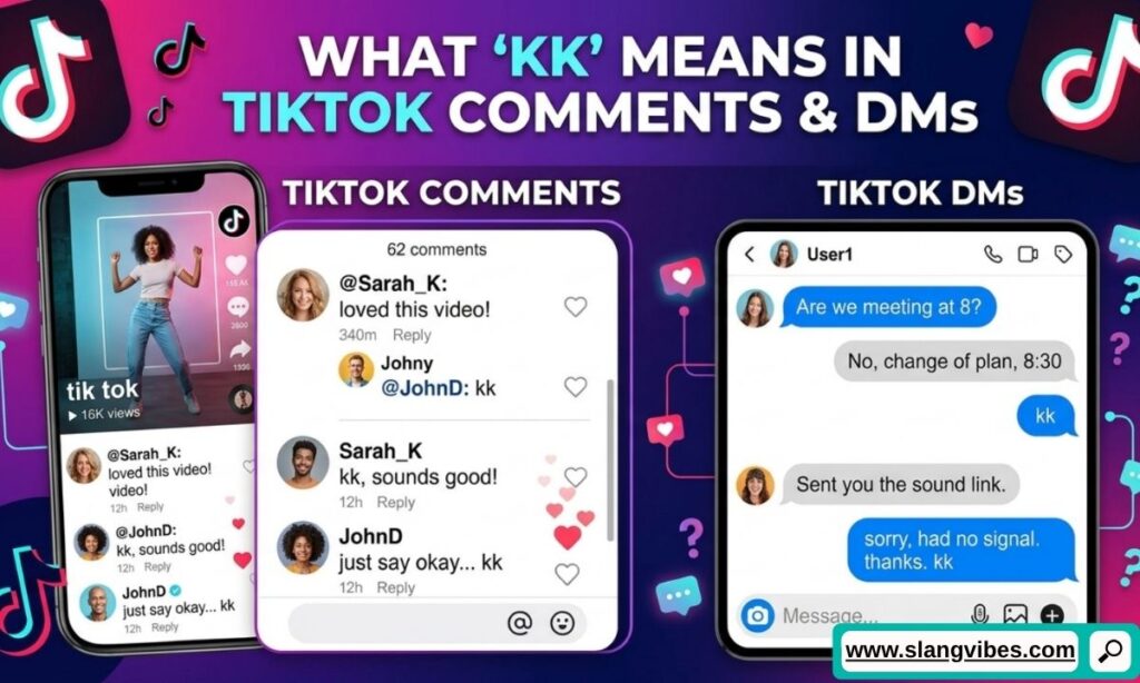 KK meaning in TikTok comments and DMs with real texting conversation examples