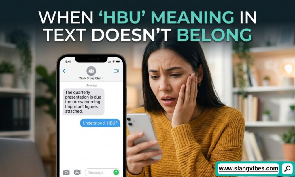 When HBU meaning in text is inappropriate or not suitable in formal chats, emails, and professional communication