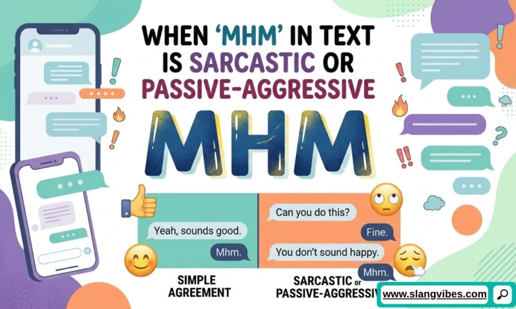 MHM in text used sarcastically or passive-aggressively in a messaging conversation
