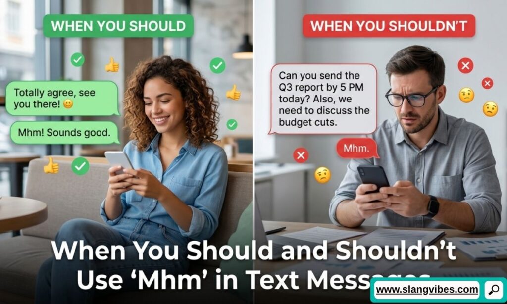 When to use and avoid MHM in text messages during casual and professional conversations