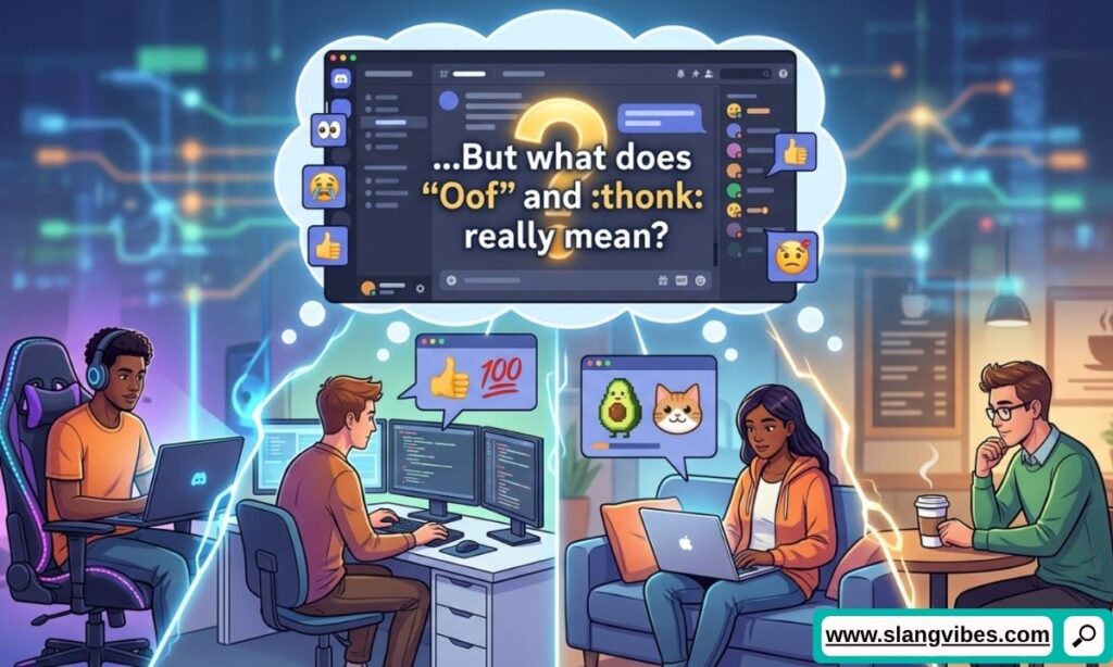 Discord chat showing EMP meaning in text with gaming messages and online community conversations