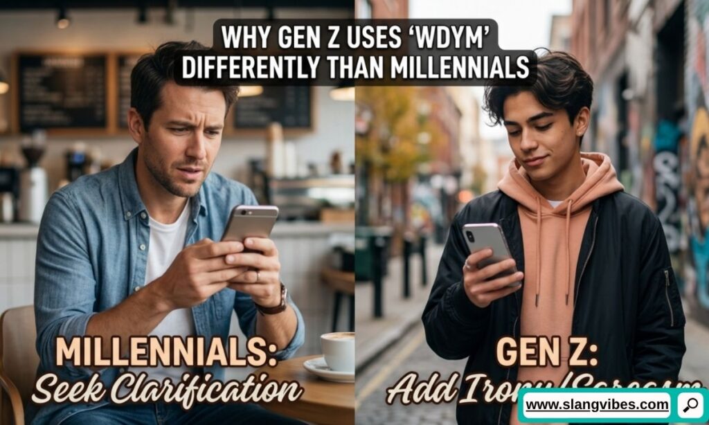 Gen Z and Millennials using WDYM meaning in text differently in social media chats and texting conversations