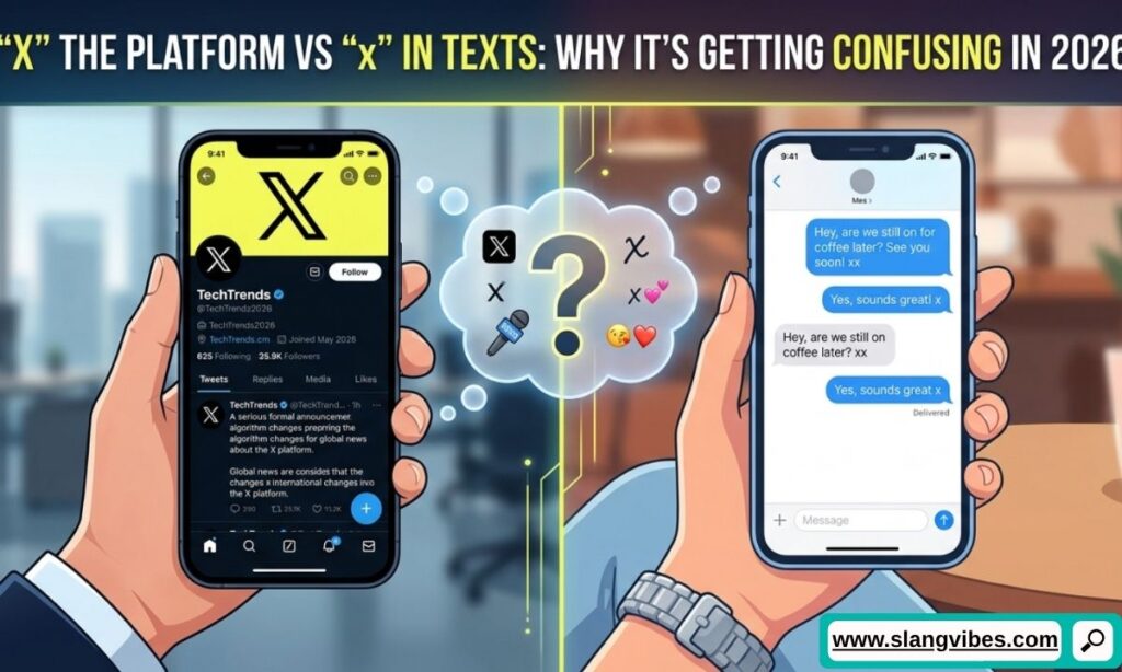 Difference between X platform and x in text messages explained with social media and texting examples