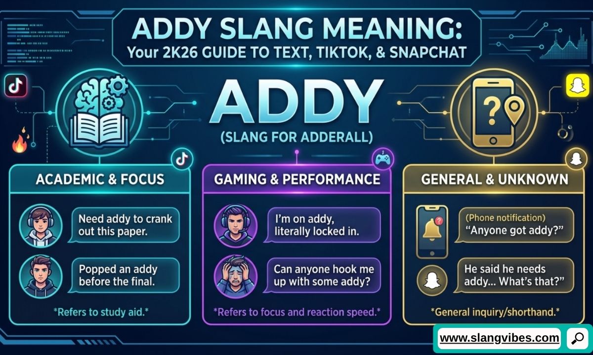 Addy slang meaning explained in text messages, TikTok, and Snapchat with examples in the 2K26 slang guide.