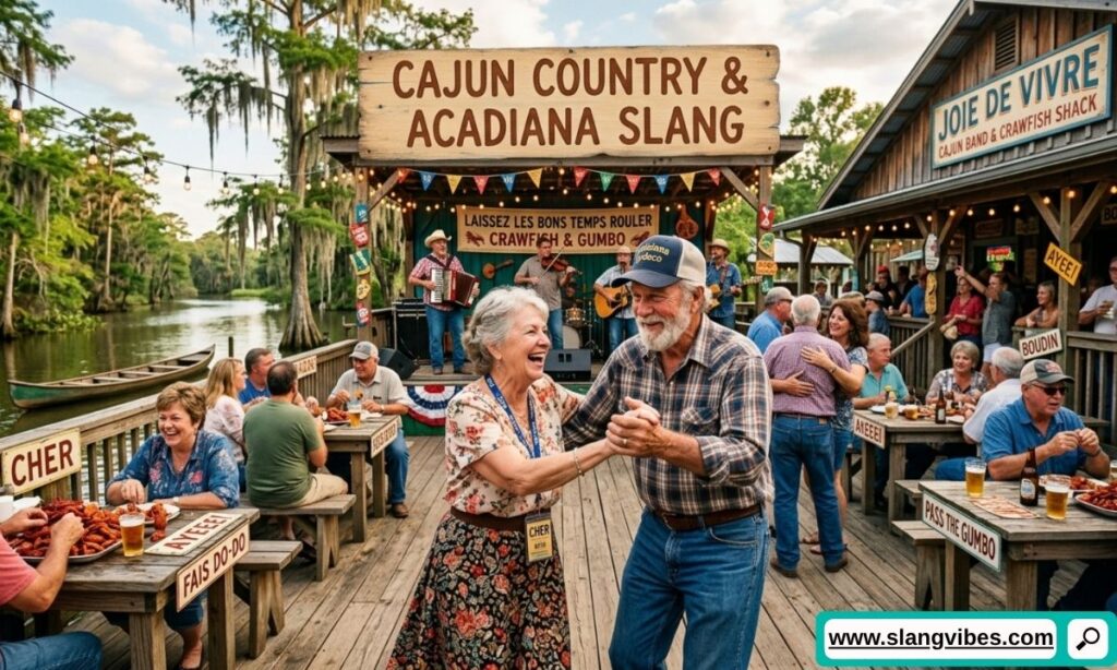 Cajun Country and Acadiana slang words featuring authentic Cajun phrases, Louisiana expressions, and Bayou language