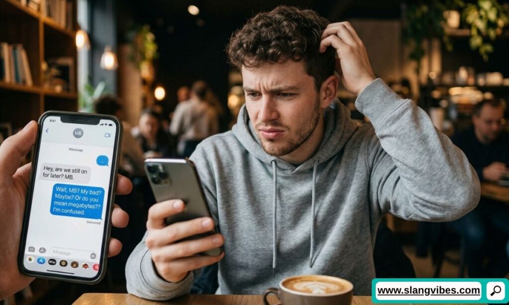 Common mistakes with MB in text messages, including confusing My Bad, Megabyte, and Message Back in online chats.