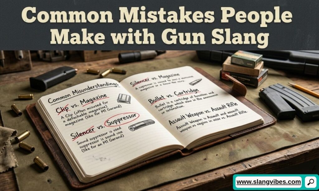 Common mistakes people make with gun slang, including misuse of firearm nicknames and street terms explained clearly.