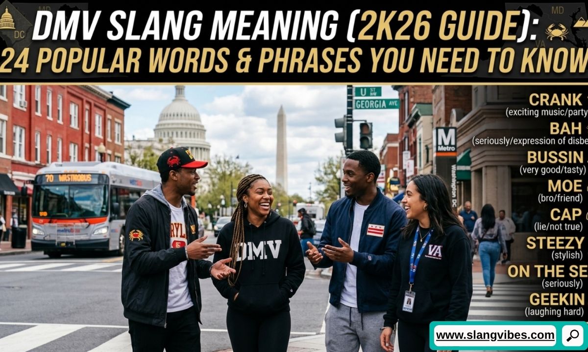 DMV slang meaning guide showing popular DC, Maryland, and Virginia slang words with modern Gen Z expressions.