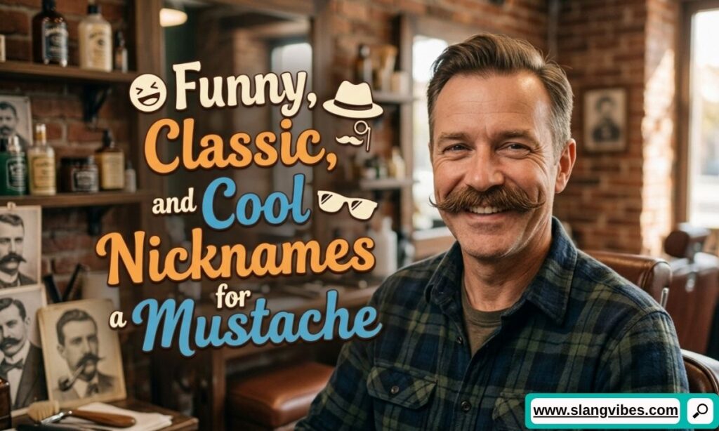 Funny, classic, and cool nicknames for a mustache featuring popular mustache slang and facial hair expressions