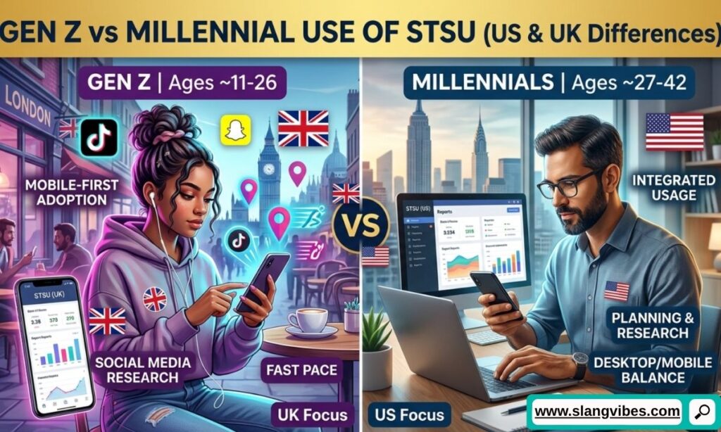 Gen Z vs Millennial use of STSU in text across the US and UK with texting slang differences explained