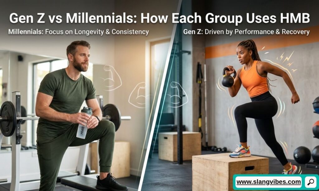 Gen Z vs Millennials using HMB in text messages with modern chat slang and social media conversations