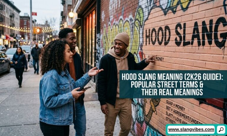 Hood slang meaning guide showing popular street slang terms, urban expressions, and modern social media language in 2K26