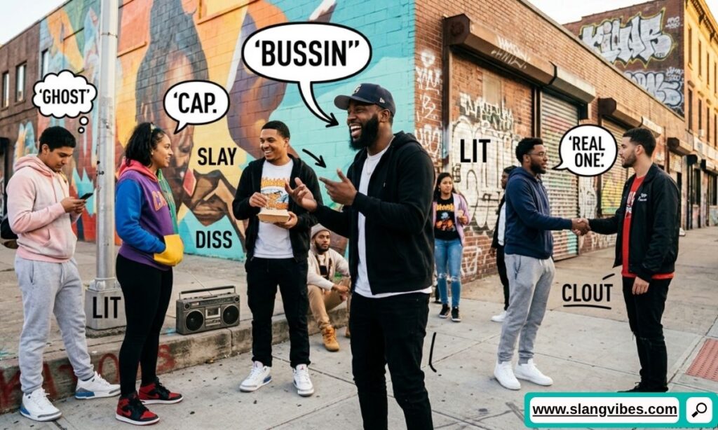 Hood slang meaning examples featuring popular street words, urban slang terms, and their real meanings used in modern conversations