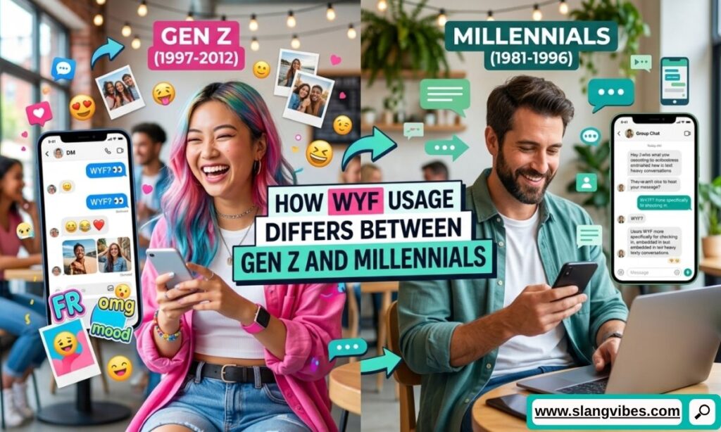 How WYF usage differs between Gen Z and Millennials in texting, social media, TikTok, and Snapchat conversations