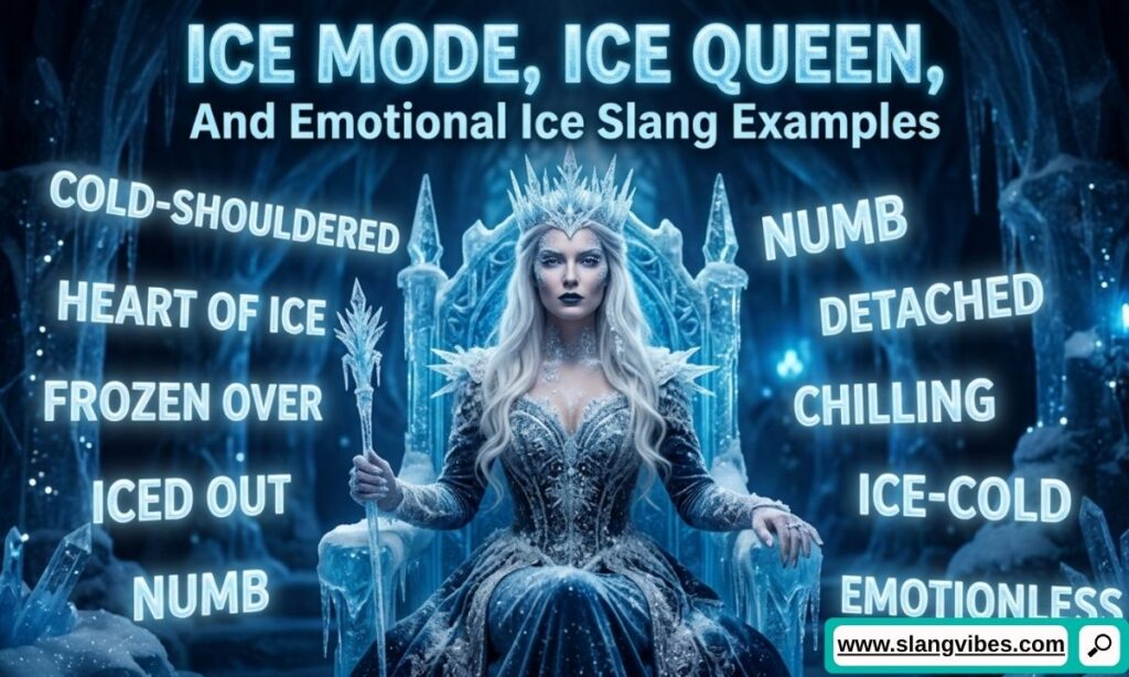 Ice Mode, Ice Queen, and emotional ice slang meanings with Gen Z texting examples and modern street language.