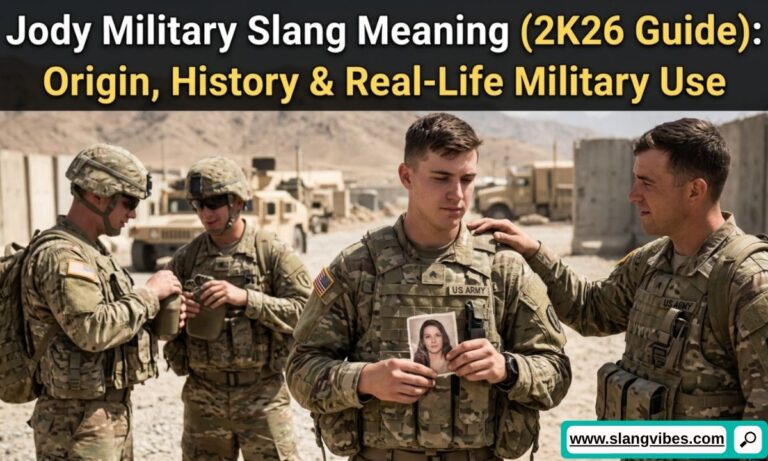 Jody military slang meaning infographic explaining the origin, history, military culture, and real-life army slang usage