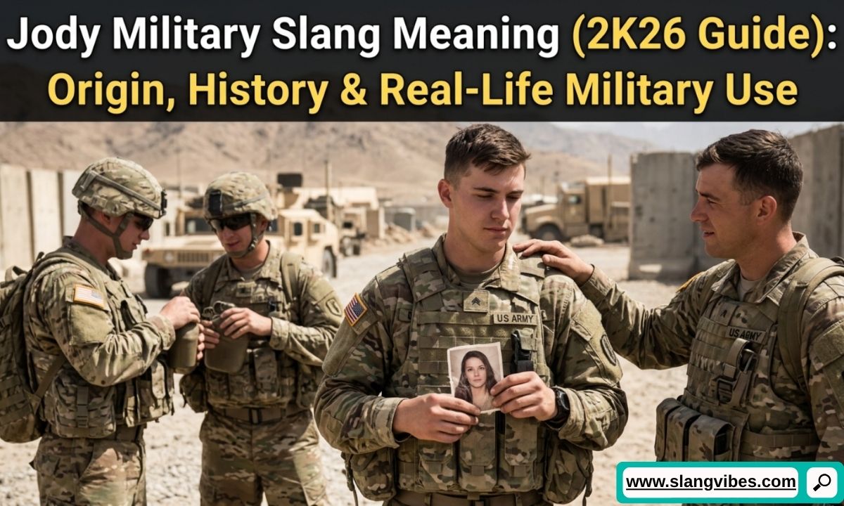 Jody military slang meaning infographic explaining the origin, history, military culture, and real-life army slang usage