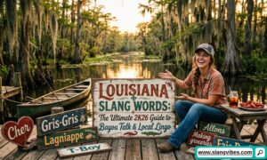 Louisiana slang words guide featuring Bayou talk, Cajun phrases, New Orleans lingo, and Southern expressions