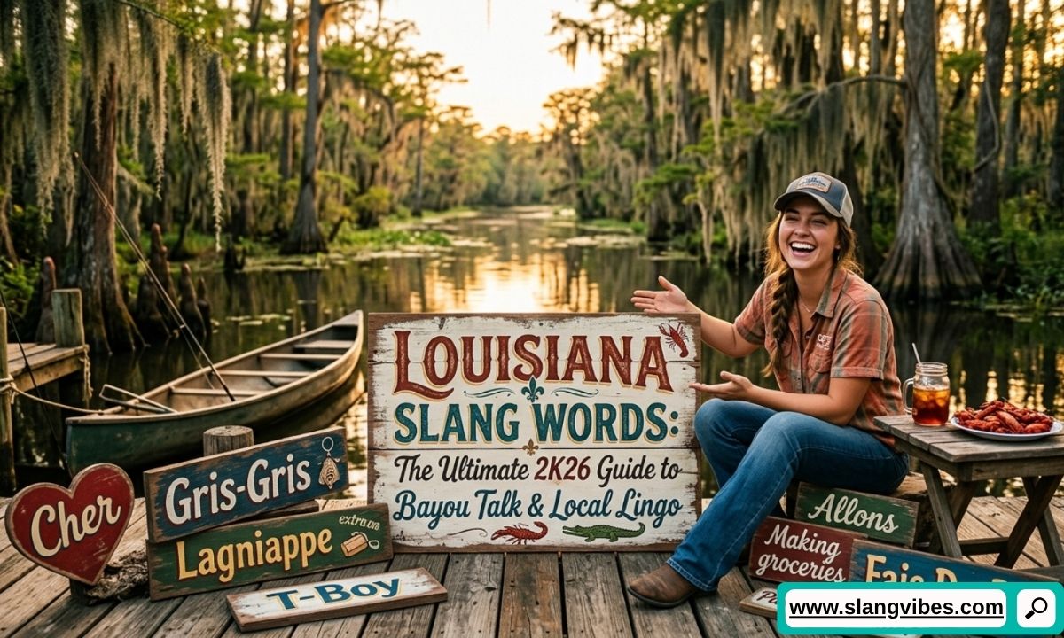 Louisiana slang words guide featuring Bayou talk, Cajun phrases, New Orleans lingo, and Southern expressions