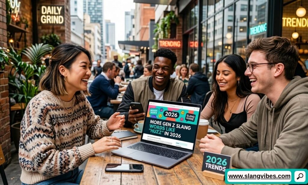 Popular Gen Z slang words like Huzz in 2026 including viral TikTok slang, Snapchat terms, and internet expressions